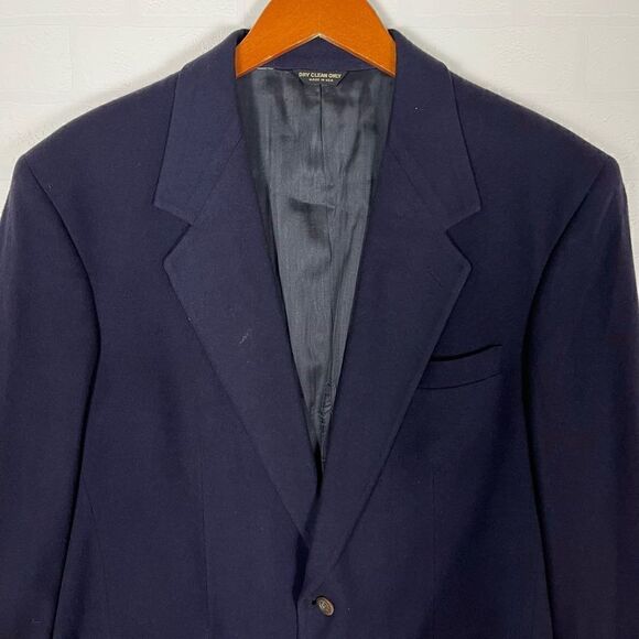 Bill Blass Mens 100% Cashmere Sports Jacket size 40-42R Navy Blue Blazer - Picture 2 of 15